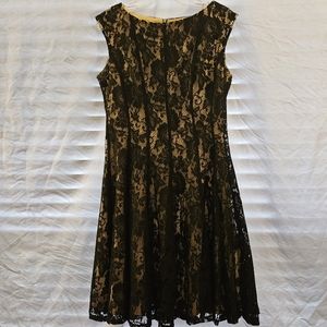Women's Black & Gold Lace cocktail dress- Size 8